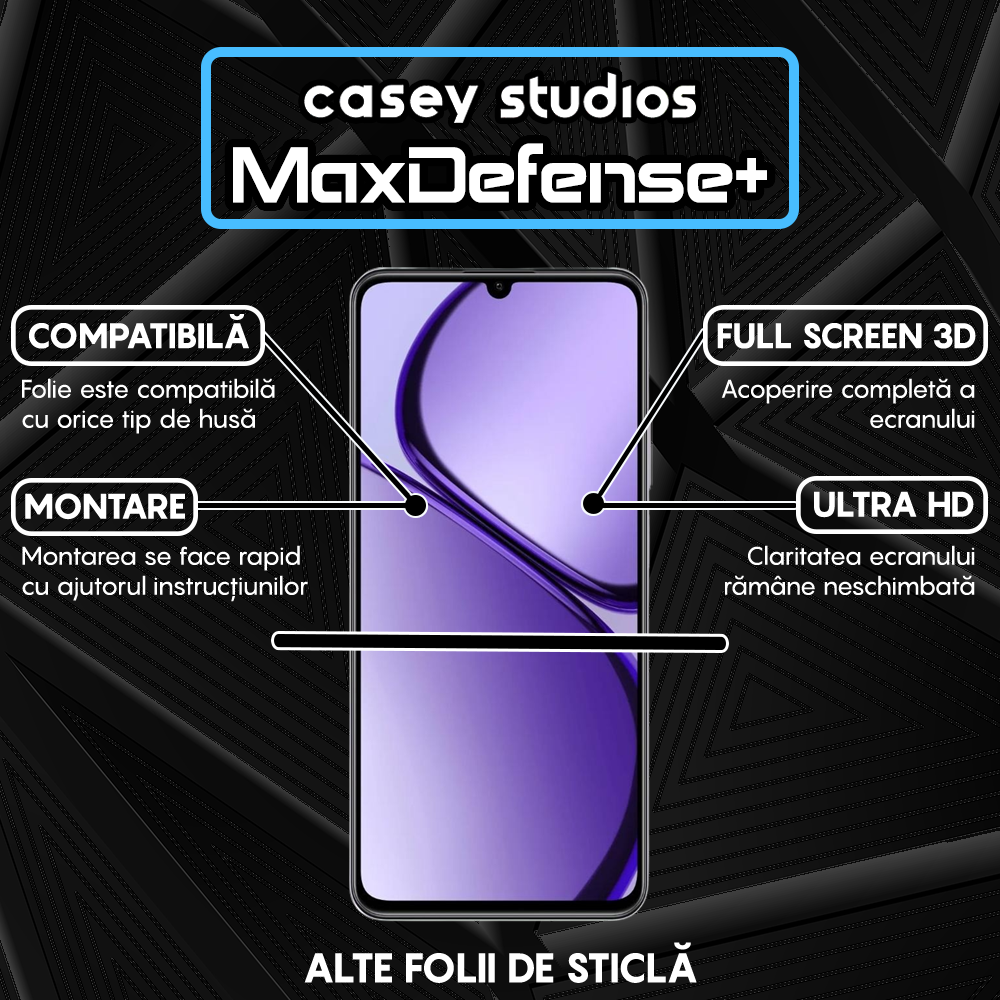 Folie Sticla MaxDefense+ - Realme Narzo N63 - Negru