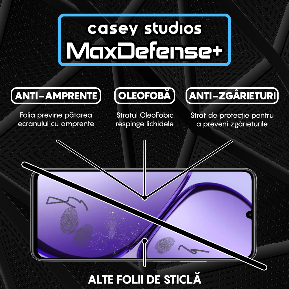 Folie Sticla MaxDefense+ - Realme Narzo N63 - Negru