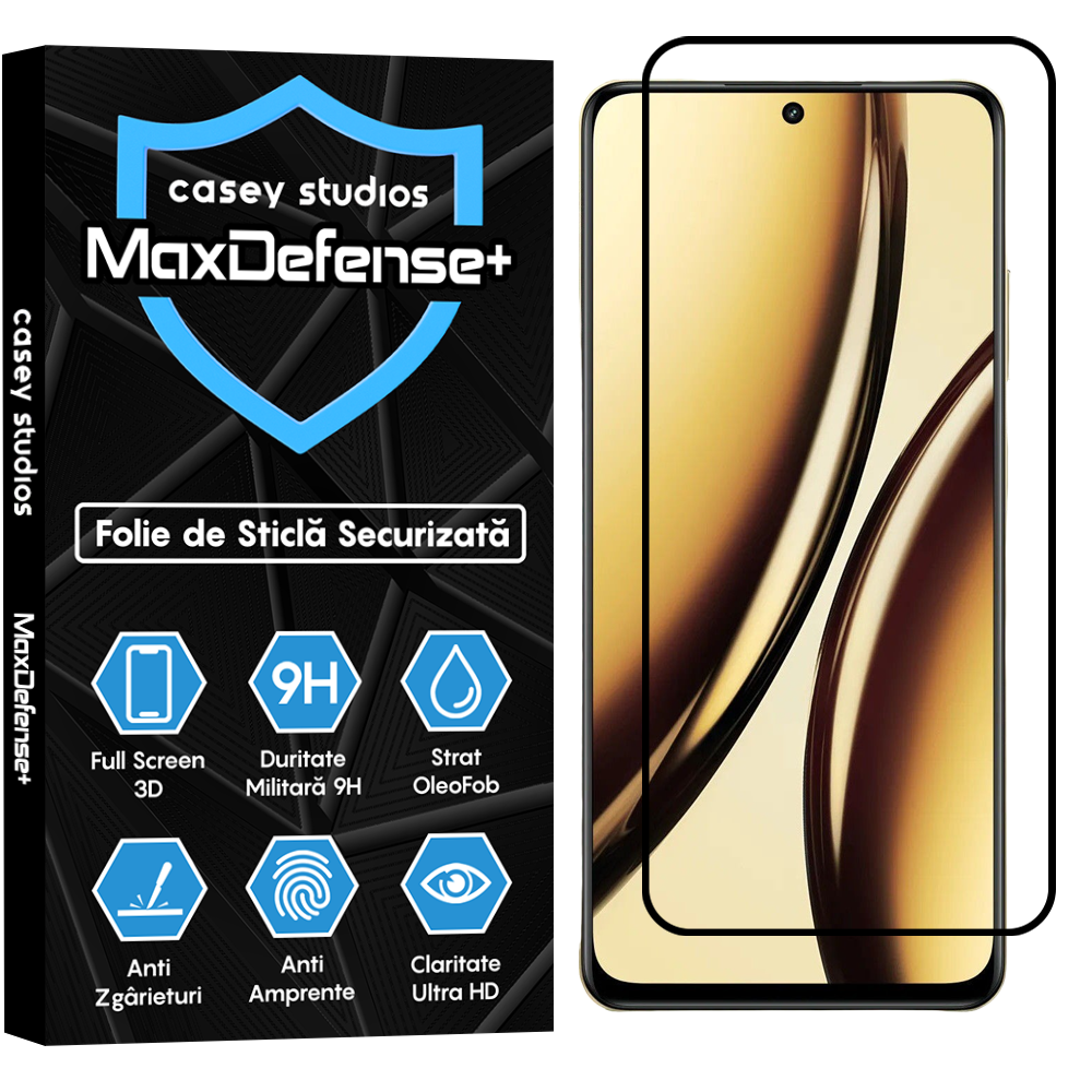 Folie Sticla MaxDefense+ - Realme Narzo N65 - Negru