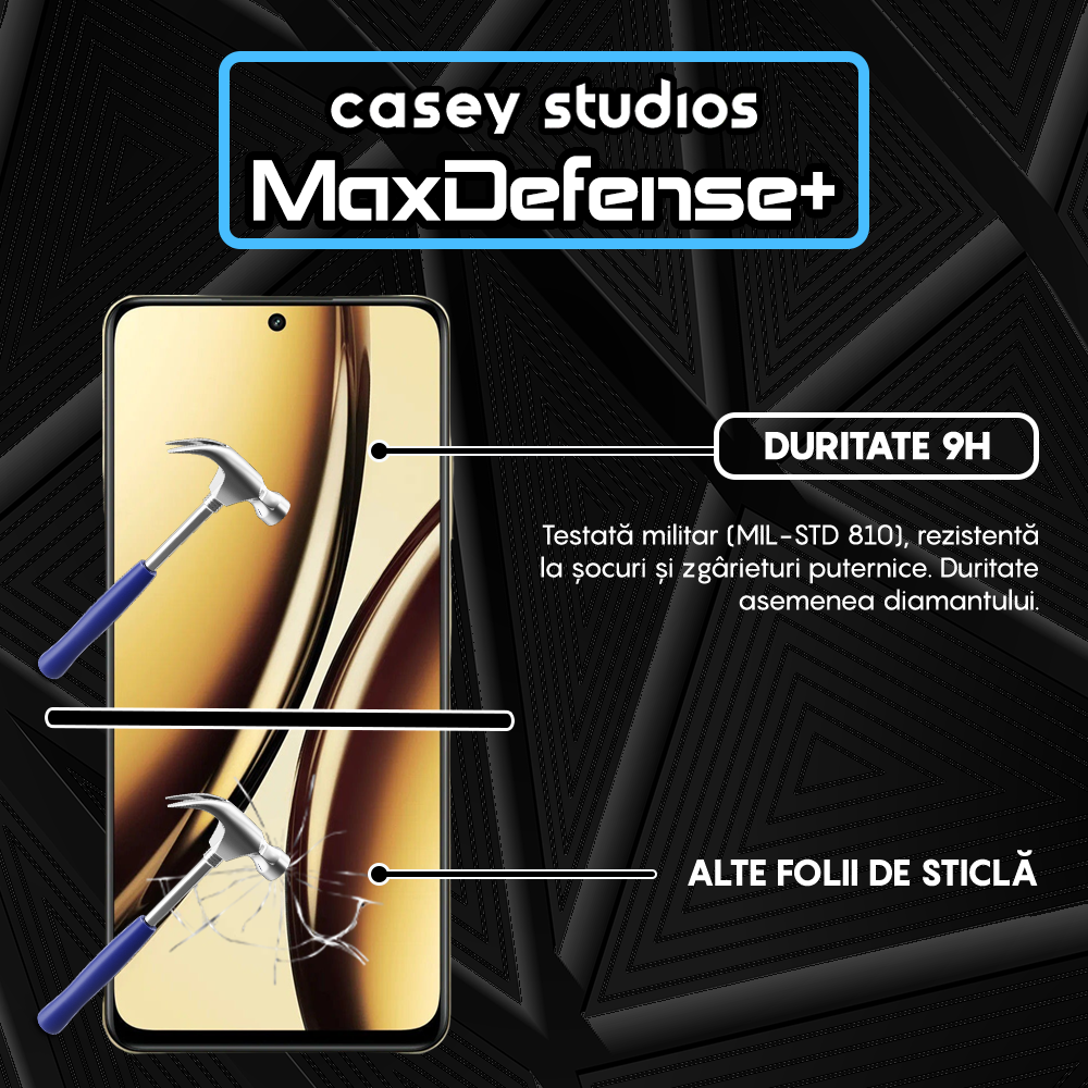 Folie Sticla MaxDefense+ - Realme Narzo N65 - Negru