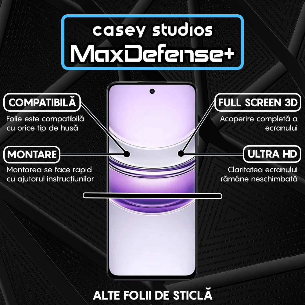 Folie Sticla MaxDefense+ - Realme V60 - Negru