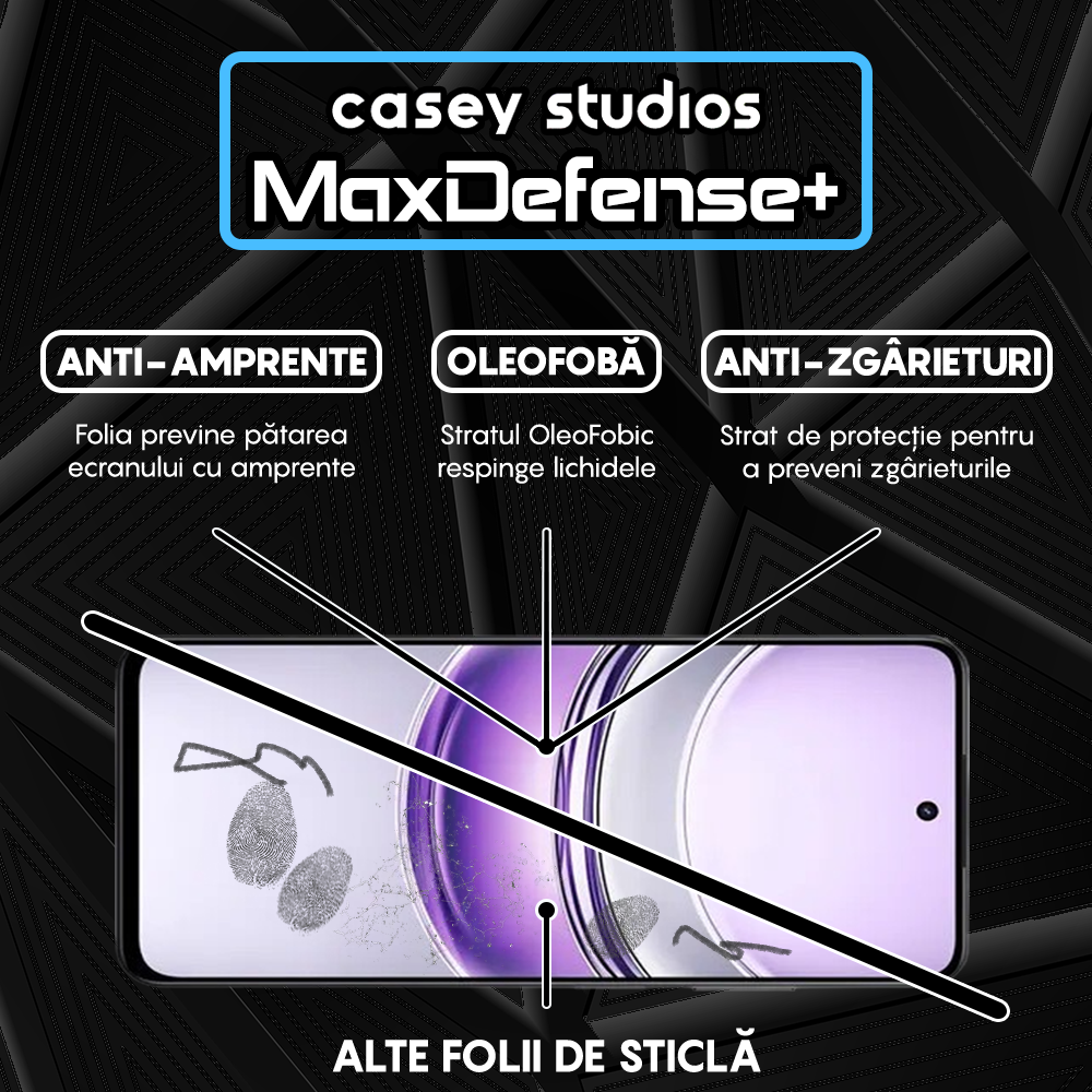 Folie Sticla MaxDefense+ - Realme V60 - Negru