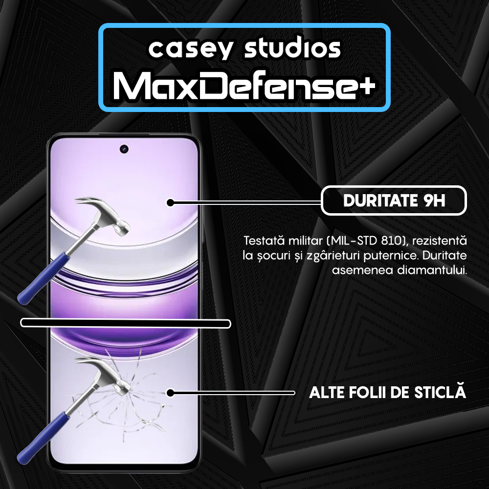 Folie Sticla MaxDefense+ - Realme V60 - Negru