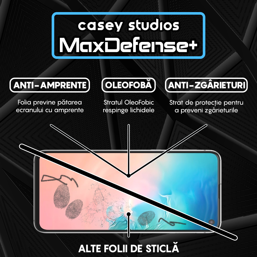 Folie Sticla MaxDefense+ - Samsung Galaxy S10E - Negru