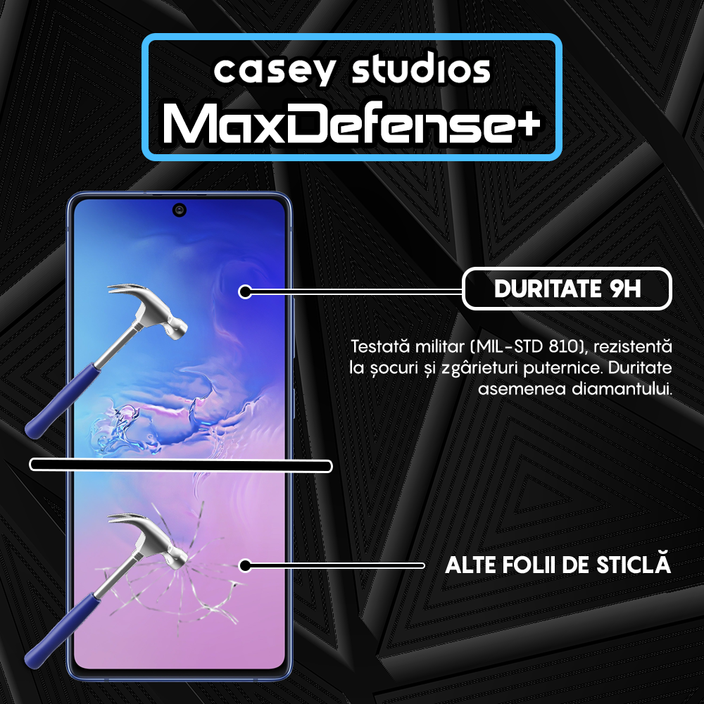 Folie Sticla MaxDefense+ - Samsung Galaxy S10 LITE - Negru