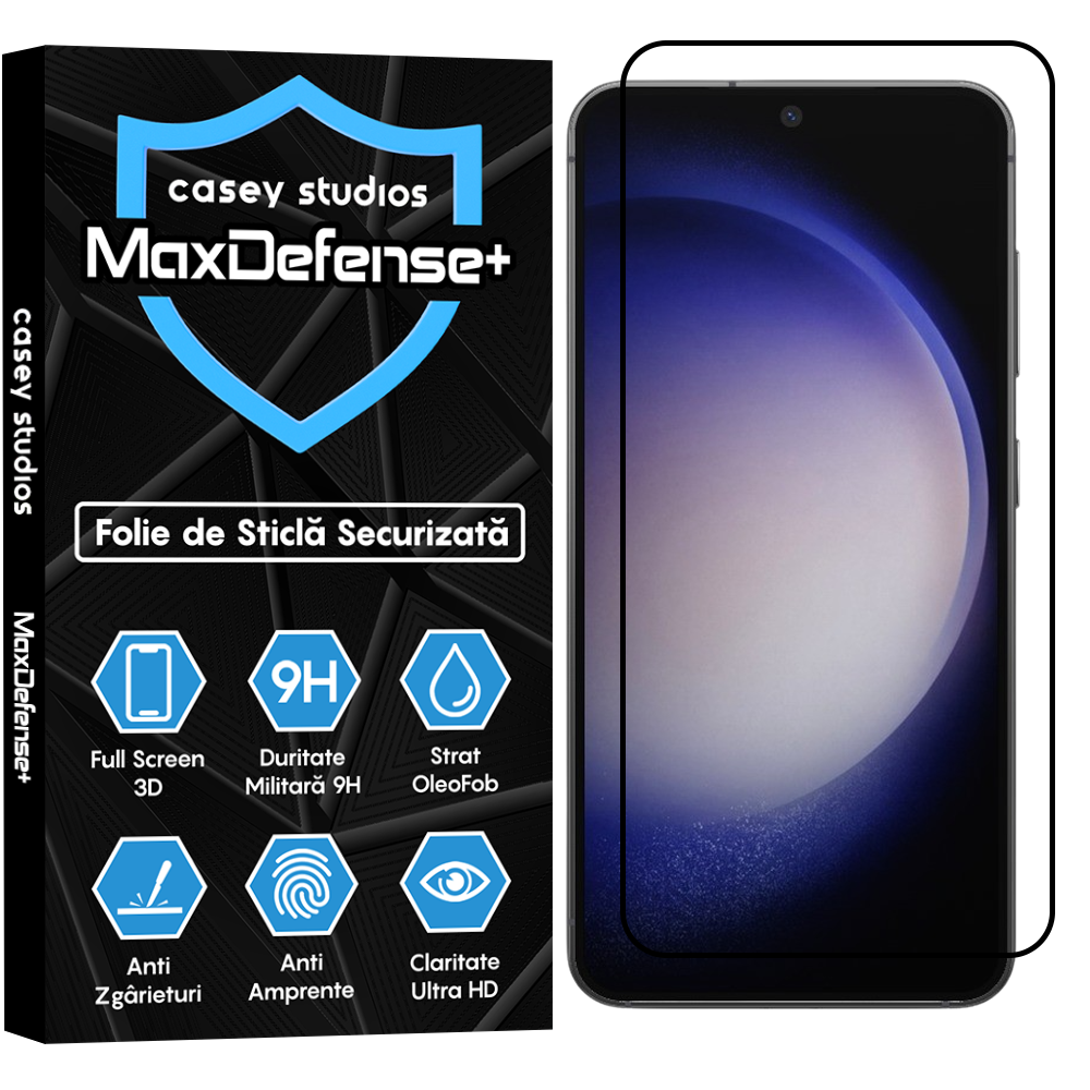 Folie Sticla MaxDefense+ - Samsung Galaxy S23/S22 5G - Negru
