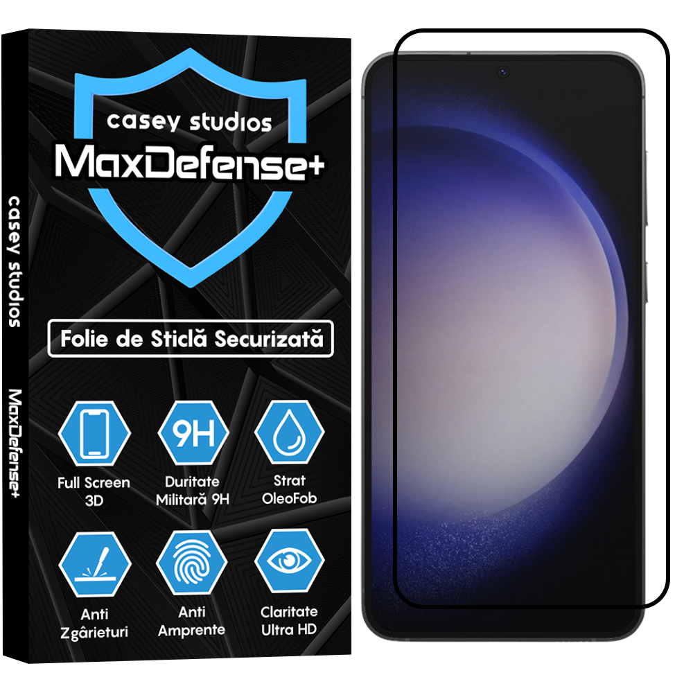 Folie Sticla MaxDefense+ - Samsung Galaxy S23 Plus/S22 Plus 5G - Negru