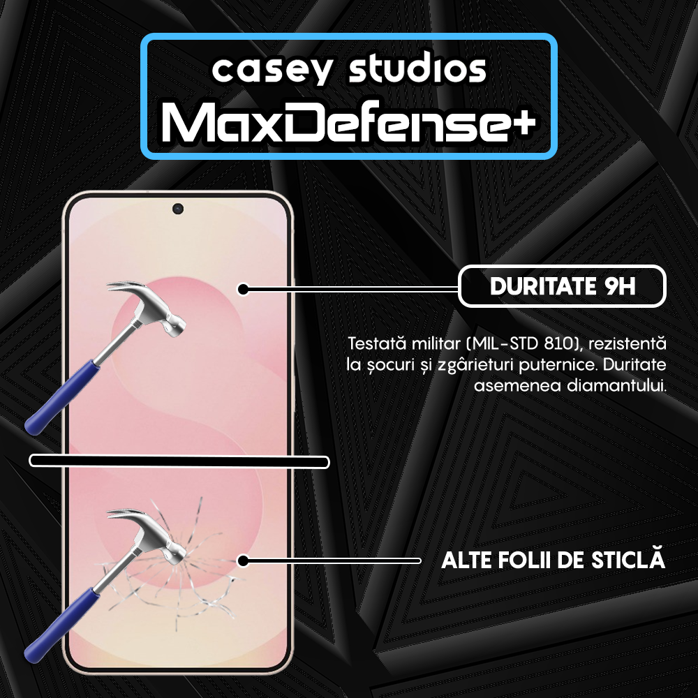 Folie Sticla MaxDefense+ - Samsung Galaxy S25 - Negru