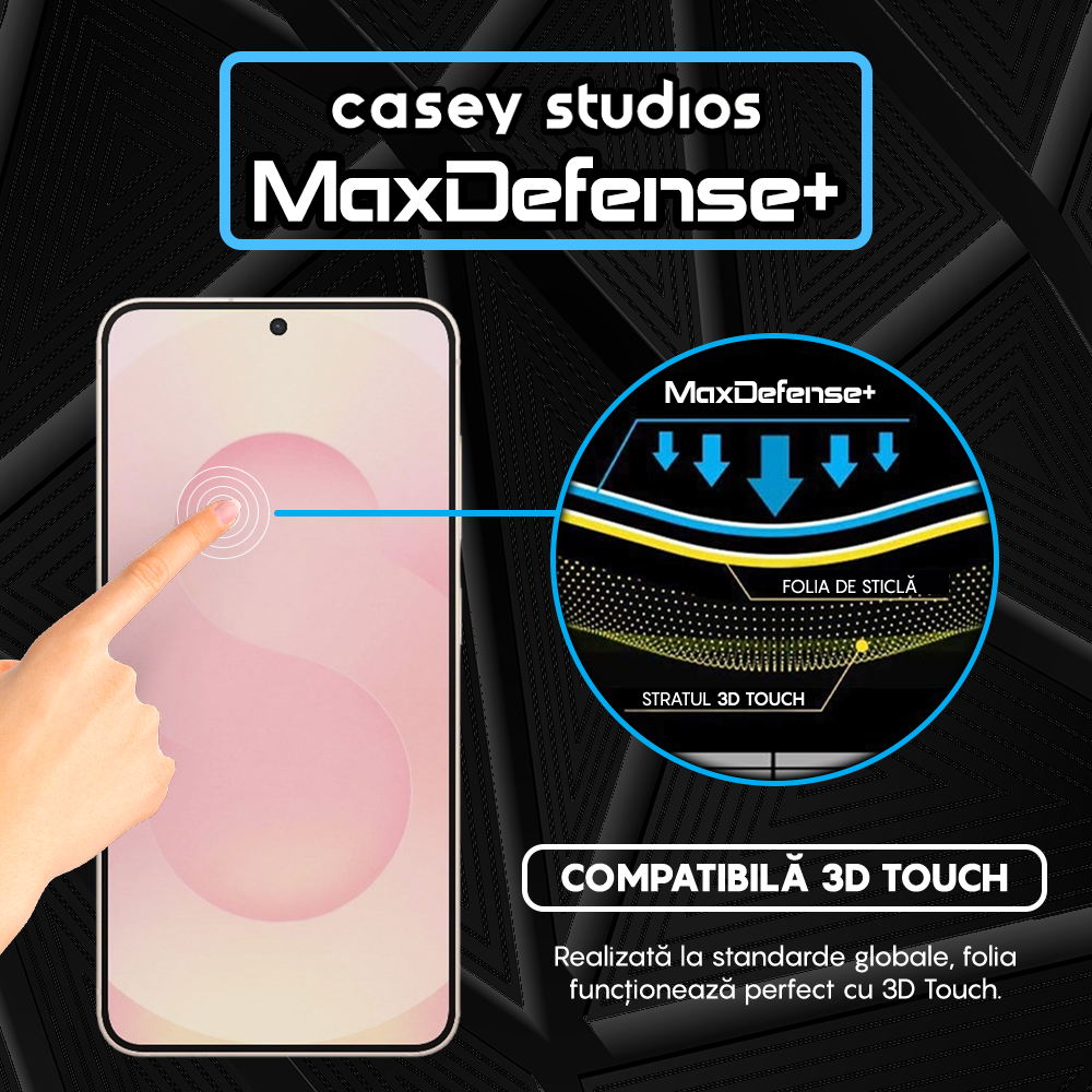 Folie Sticla MaxDefense+ - Samsung Galaxy S25 - Negru