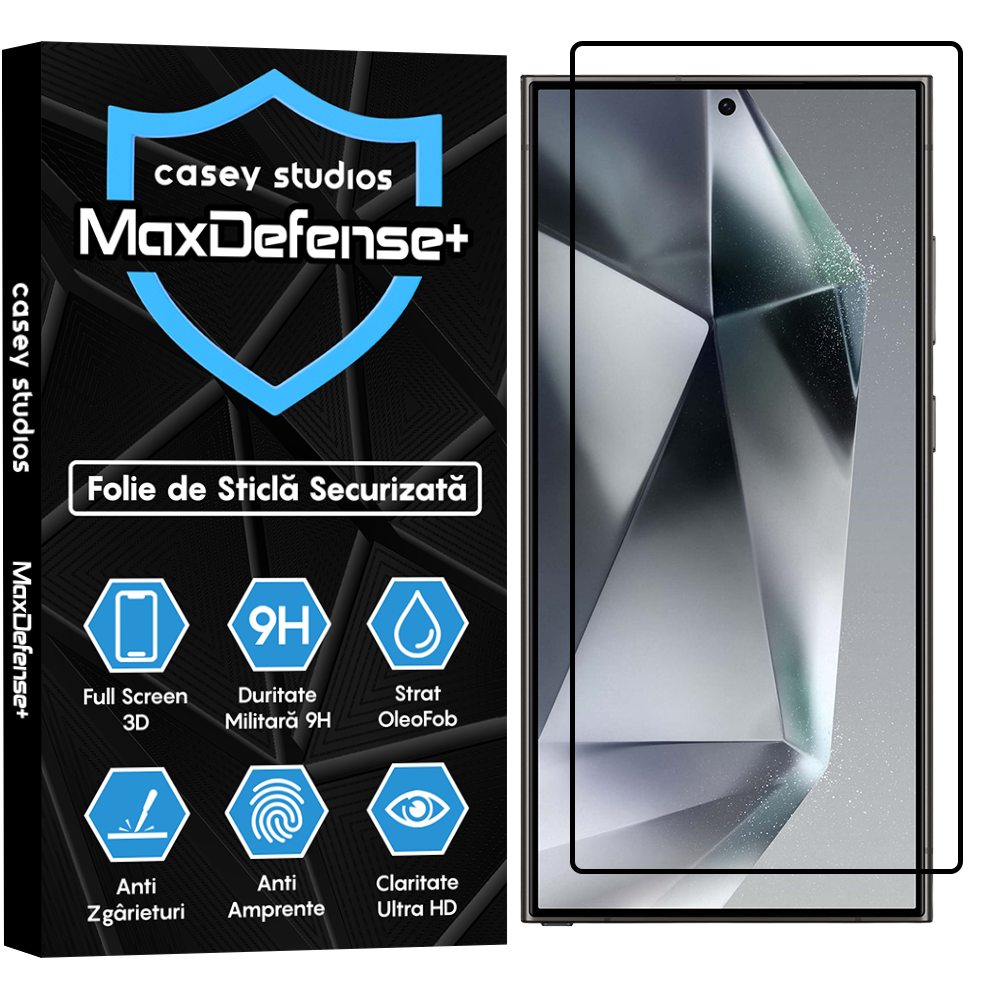Folie Sticla MaxDefense+ - Samsung Galaxy S24 Ultra - Negru