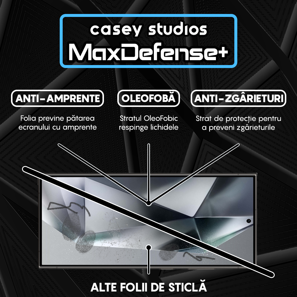Folie Sticla MaxDefense+ - Samsung Galaxy S24 Ultra - Negru