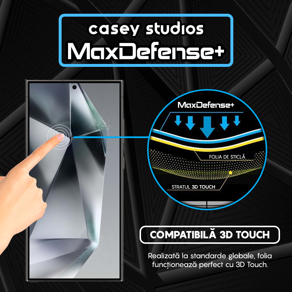 Folie Sticla MaxDefense+ - Samsung Galaxy S24 Ultra - Negru
