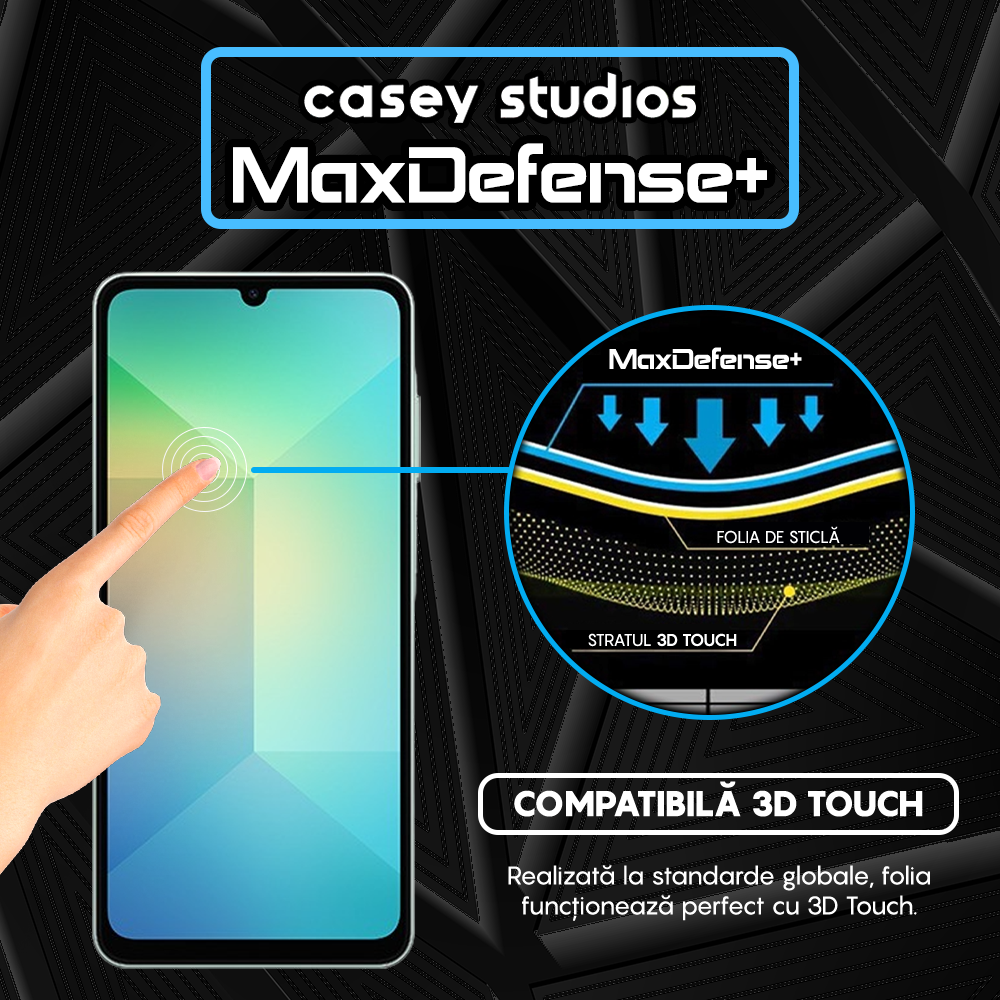 Folie Sticla MaxDefense+ - Samsung Galaxy A06 5G - Negru