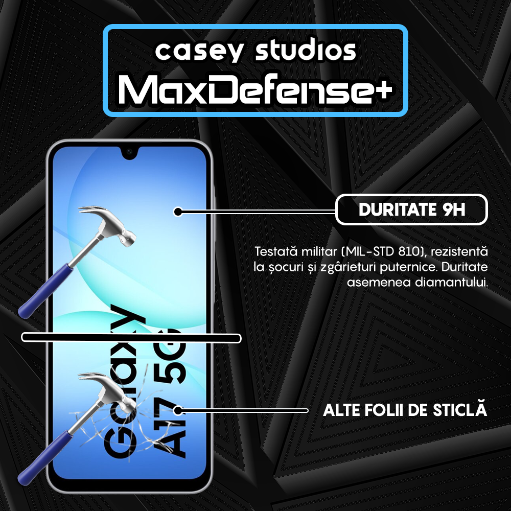 Folie Sticla MaxDefense+ - Samsung Galaxy A17 5G - Negru
