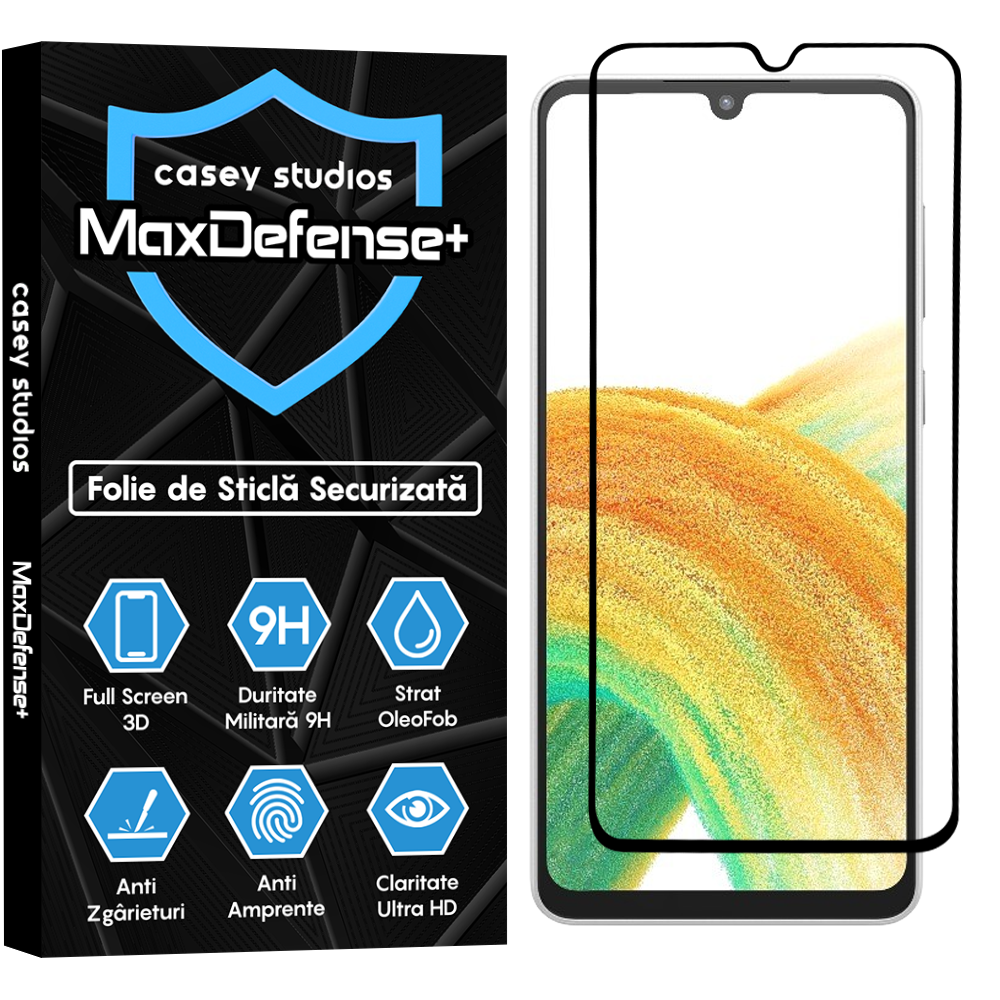 Folie Sticla MaxDefense+ - Samsung Galaxy A33 5G - Negru