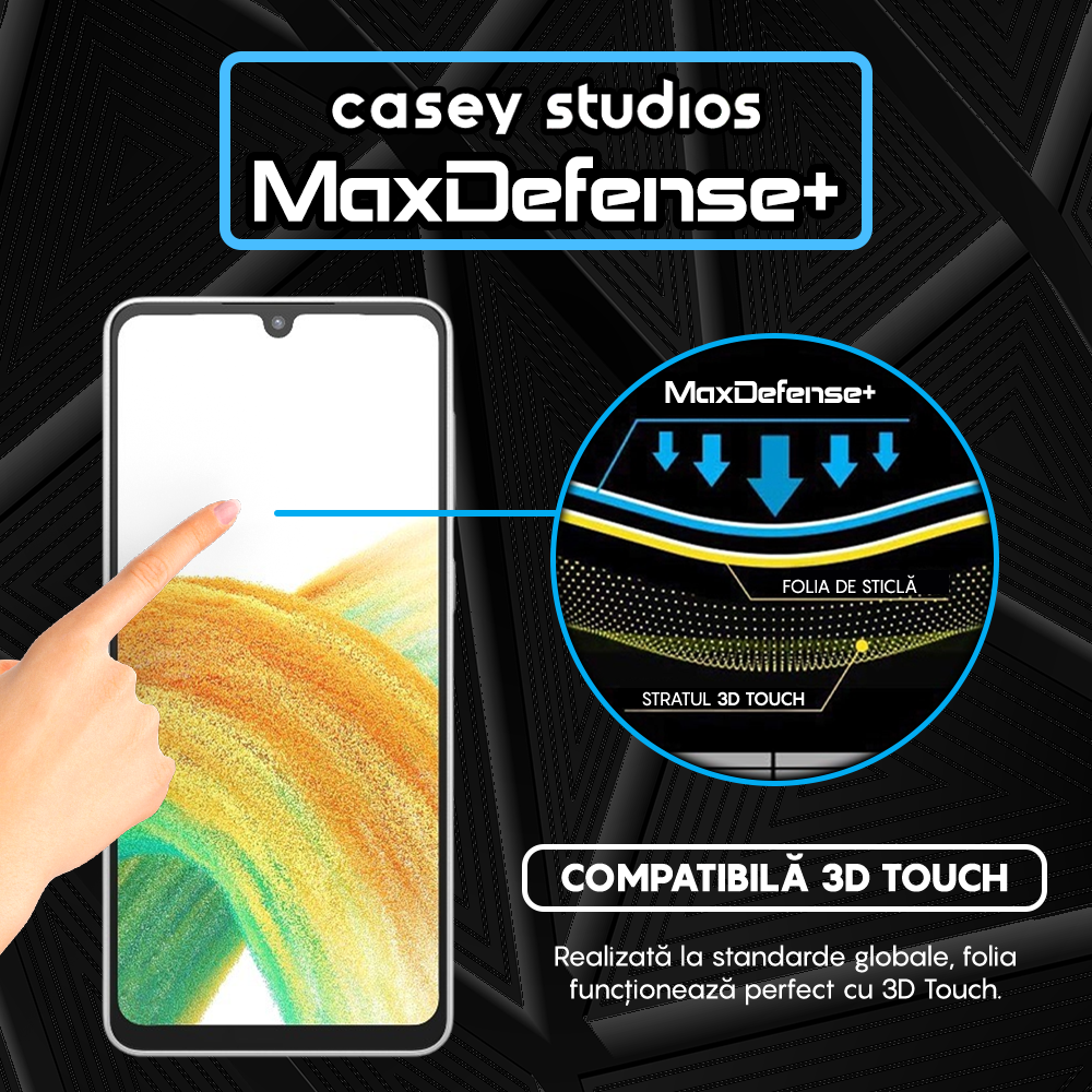 Folie Sticla MaxDefense+ - Samsung Galaxy A33 5G - Negru