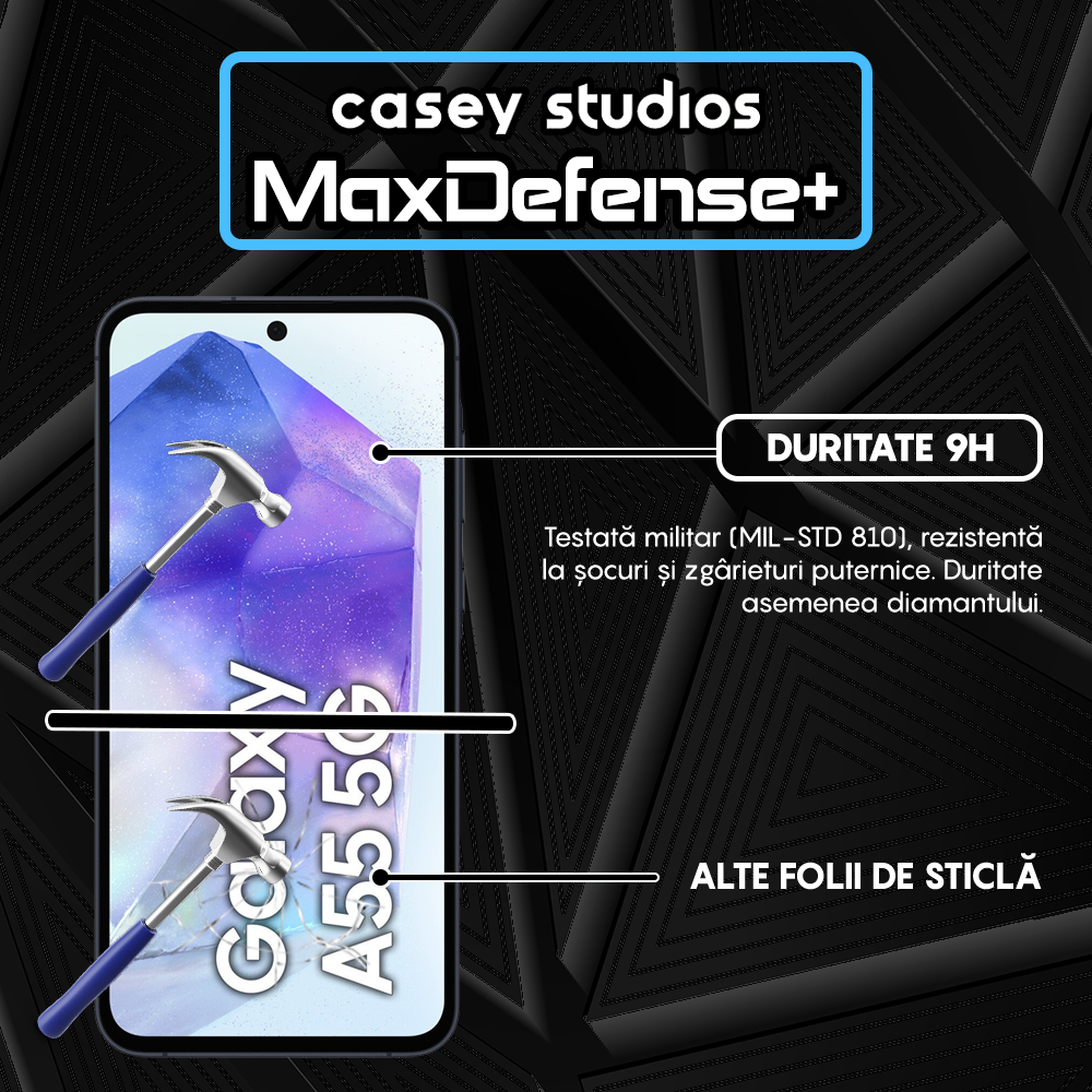 Folie Sticla MaxDefense+ - Samsung Galaxy A35/A55 - Negru