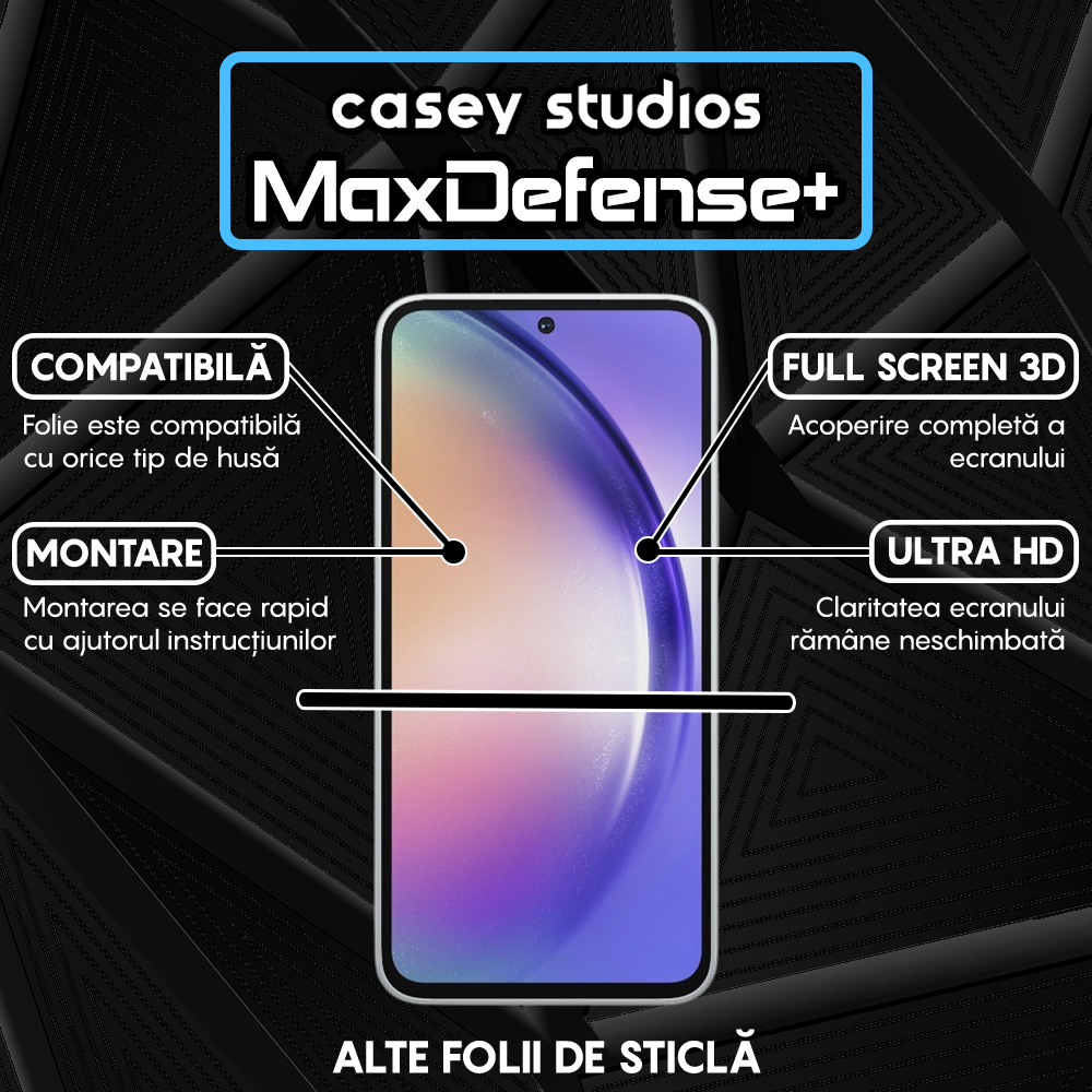 Folie Sticla MaxDefense+ - Samsung Galaxy S23 FE/A54 - Negru