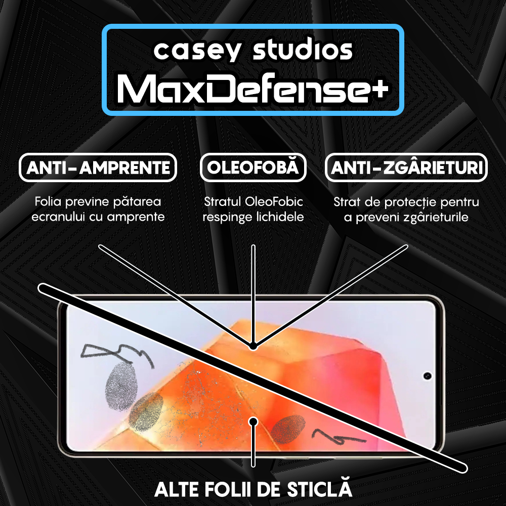 Folie Sticla MaxDefense+ - Samsung Galaxy C55 - Negru