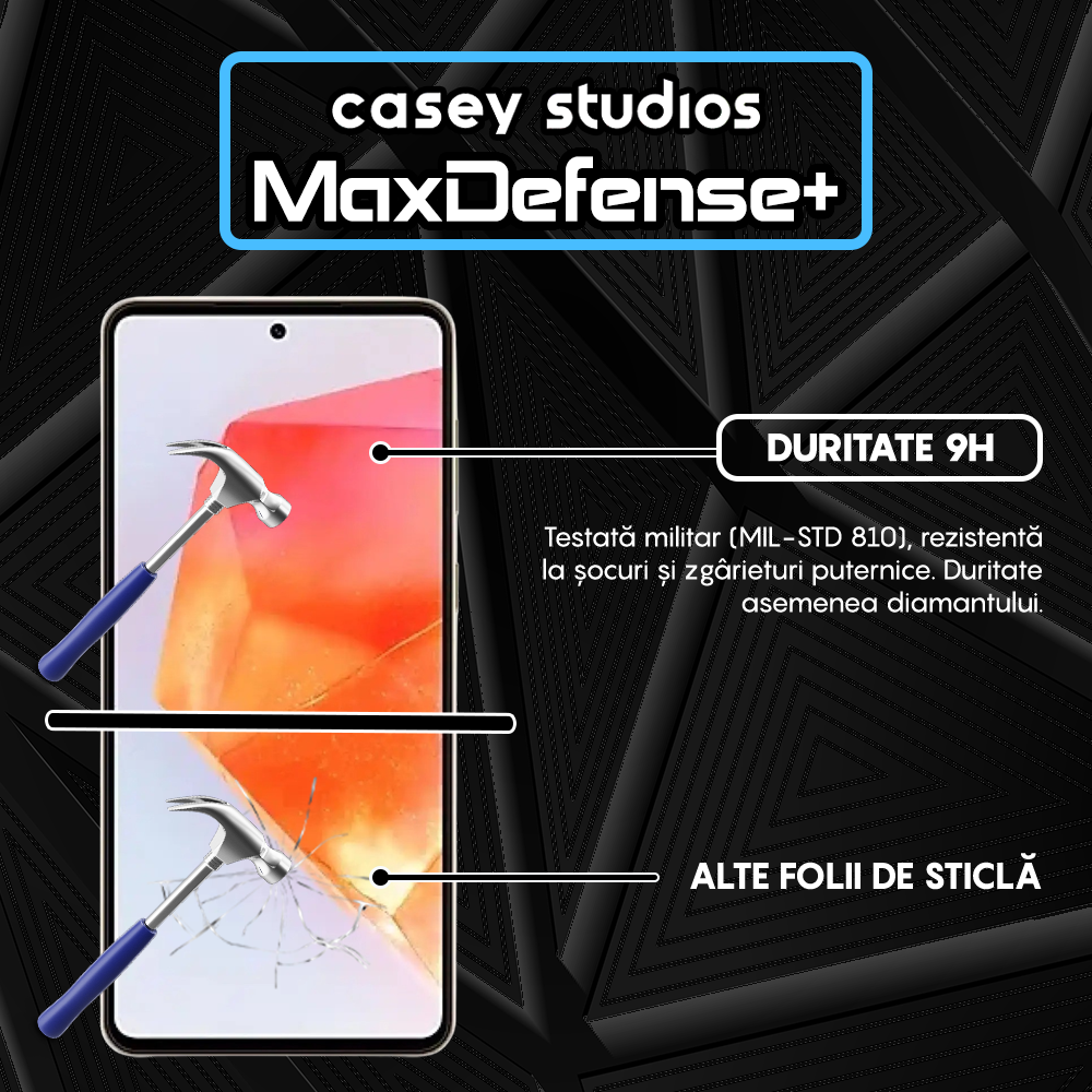 Folie Sticla MaxDefense+ - Samsung Galaxy C55 - Negru