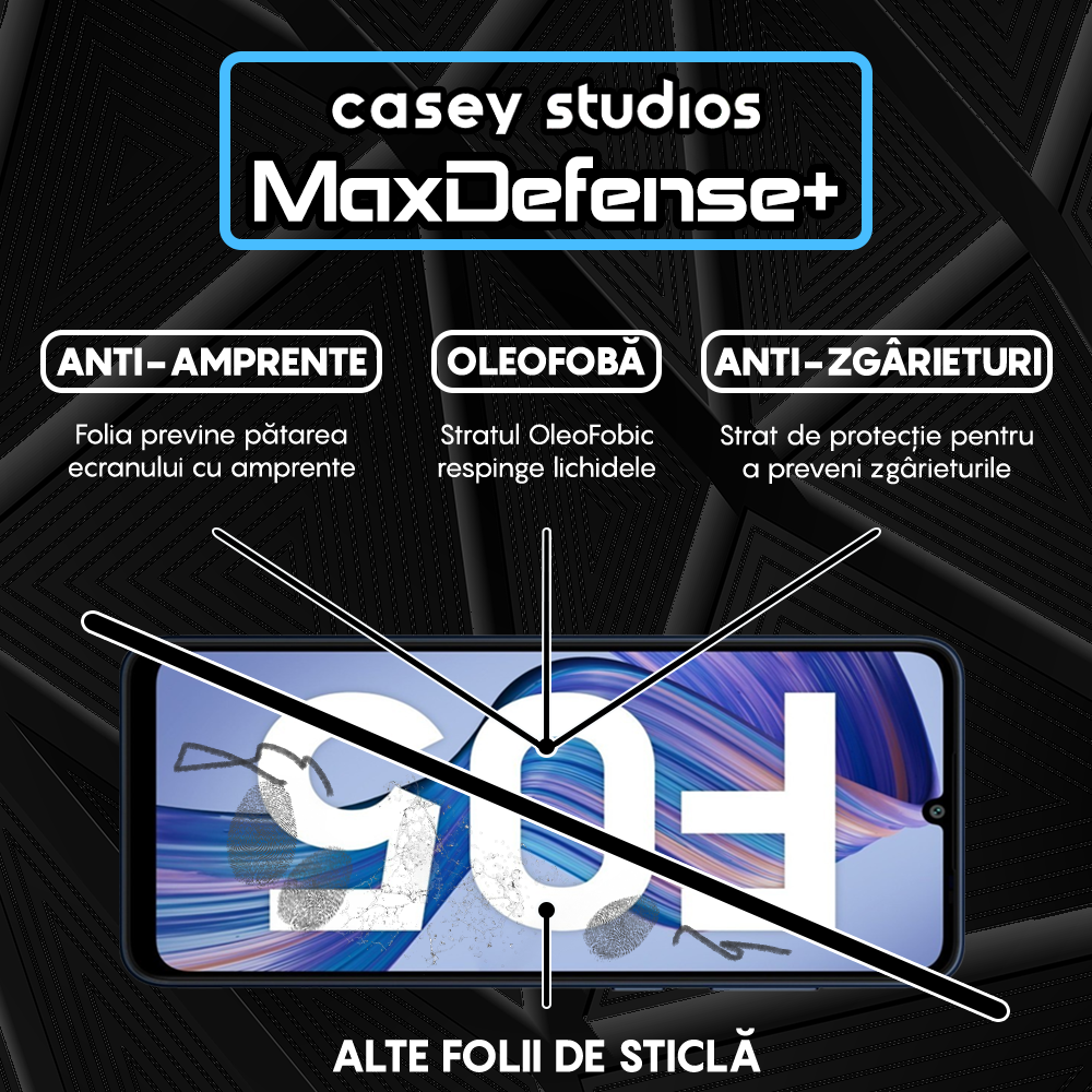 Folie Sticla MaxDefense+ - Samsung Galaxy F05 - Negru
