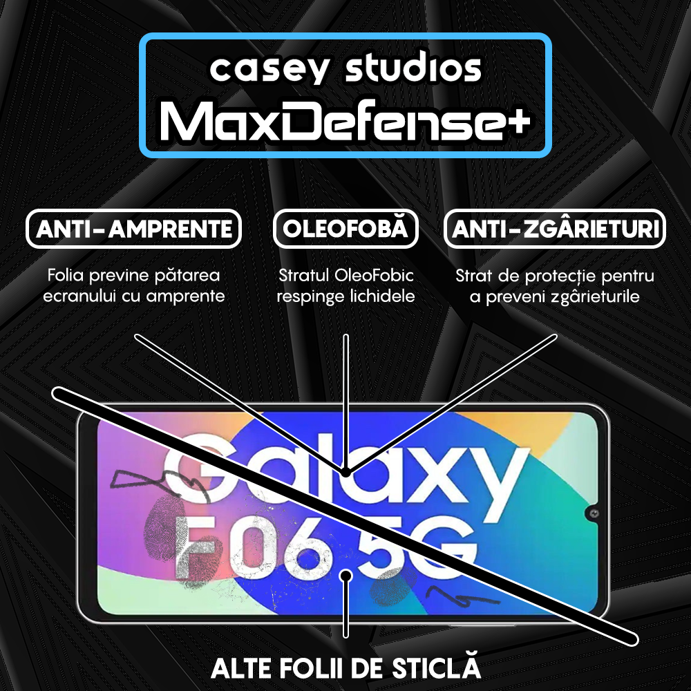 Folie Sticla MaxDefense+ - Samsung Galaxy F06 5G - Negru