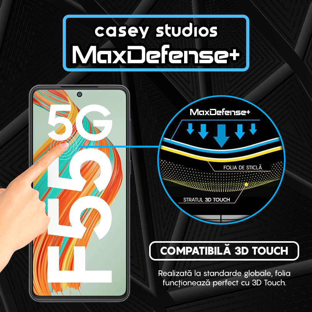 Folie Sticla MaxDefense+ - Samsung Galaxy F55 - Negru