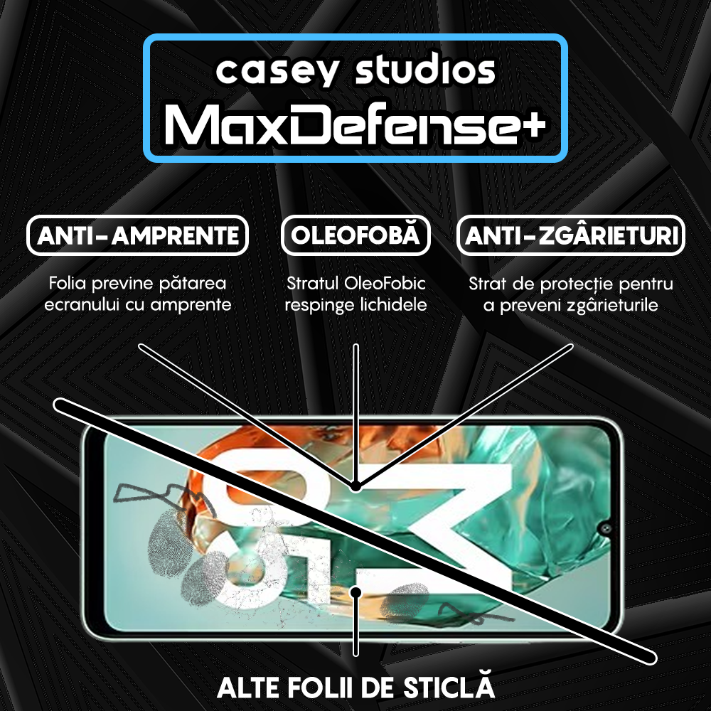 Folie Sticla MaxDefense+ - Samsung Galaxy M05 - Negru