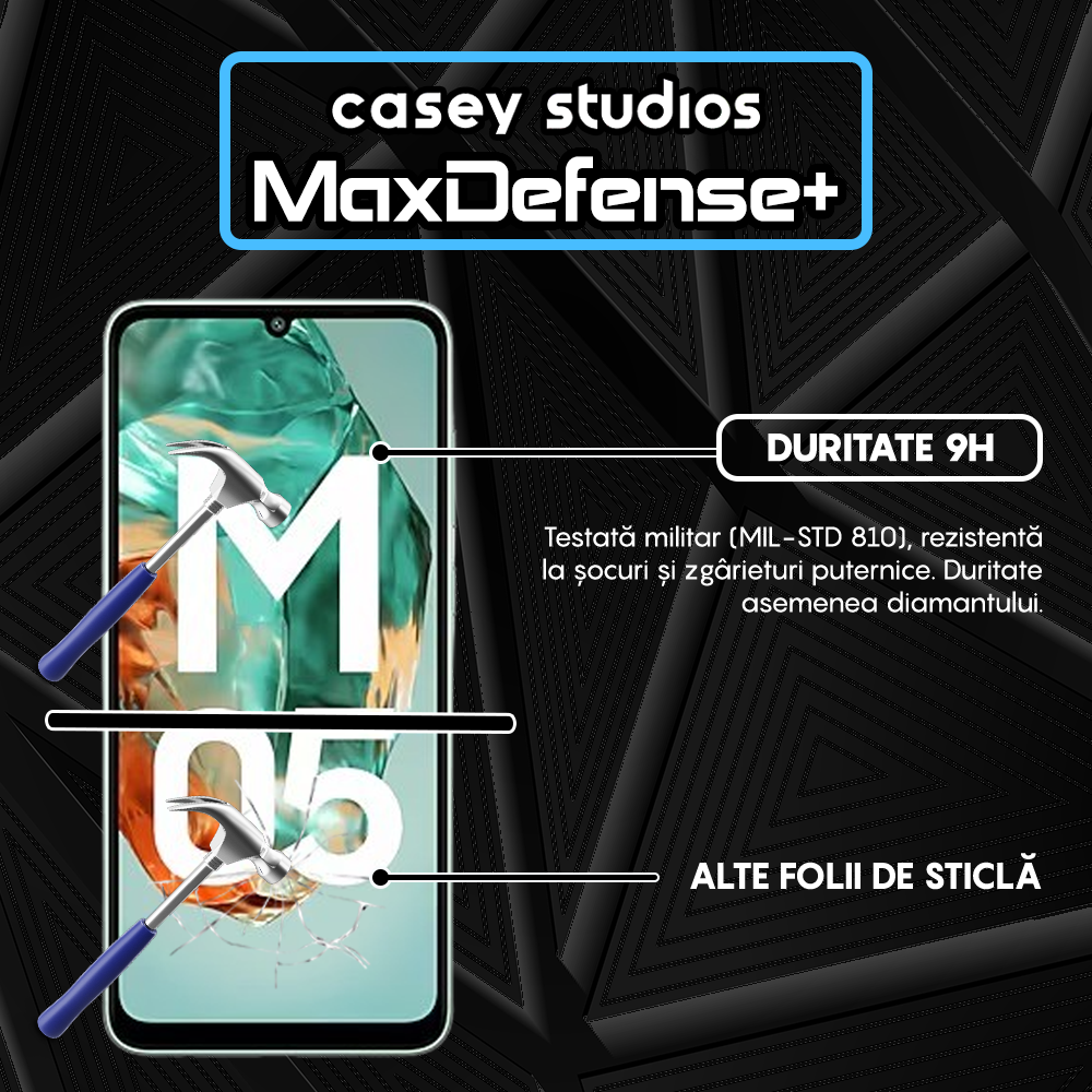 Folie Sticla MaxDefense+ - Samsung Galaxy M05 - Negru