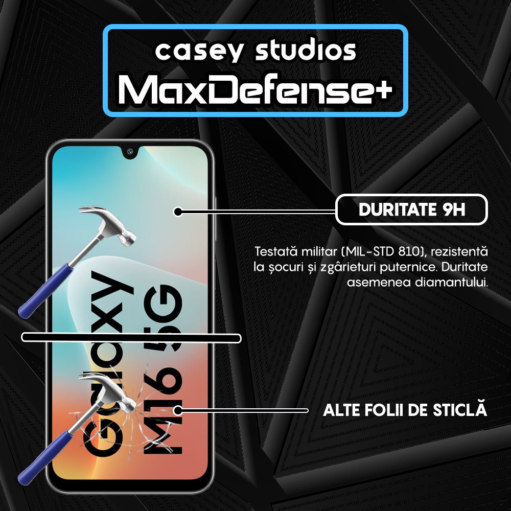 Folie Sticla MaxDefense+ - Samsung Galaxy M16 - Negru