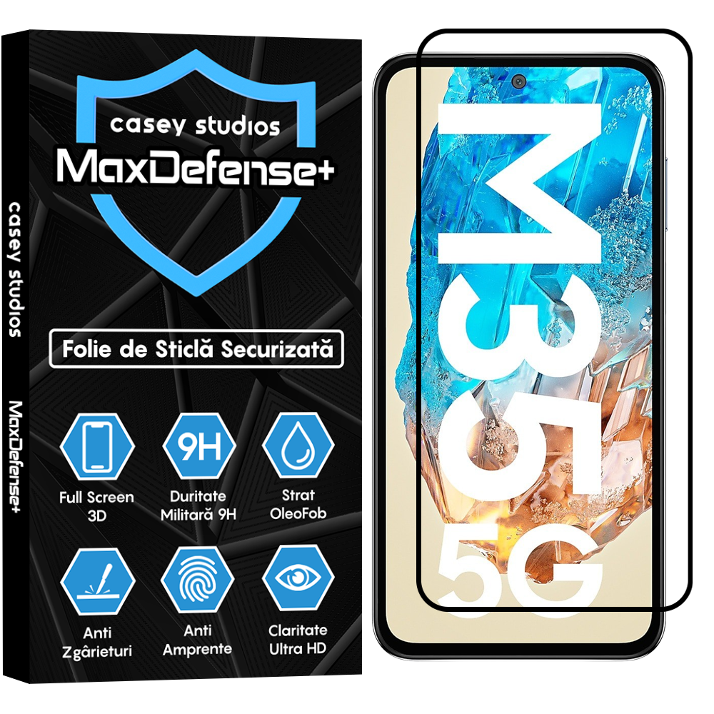 Folie Sticla MaxDefense+ - Samsung Galaxy M35 - Negru