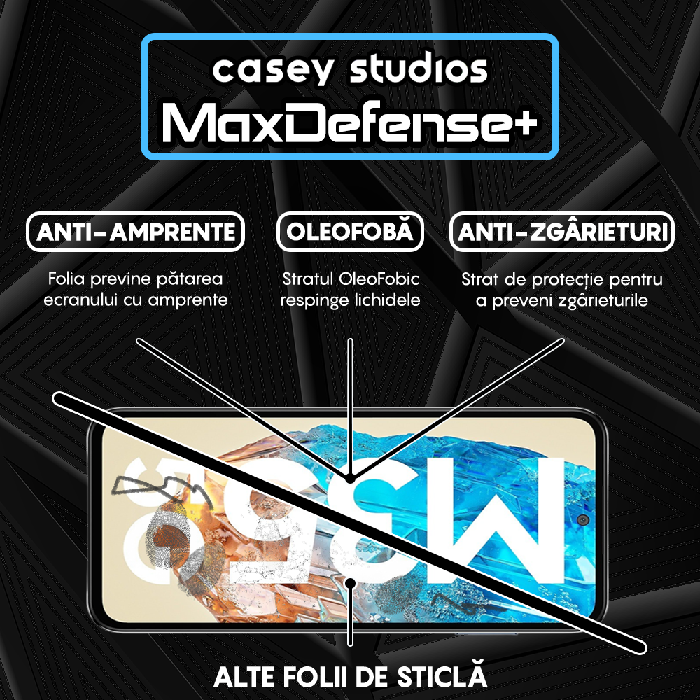 Folie Sticla MaxDefense+ - Samsung Galaxy M35 - Negru