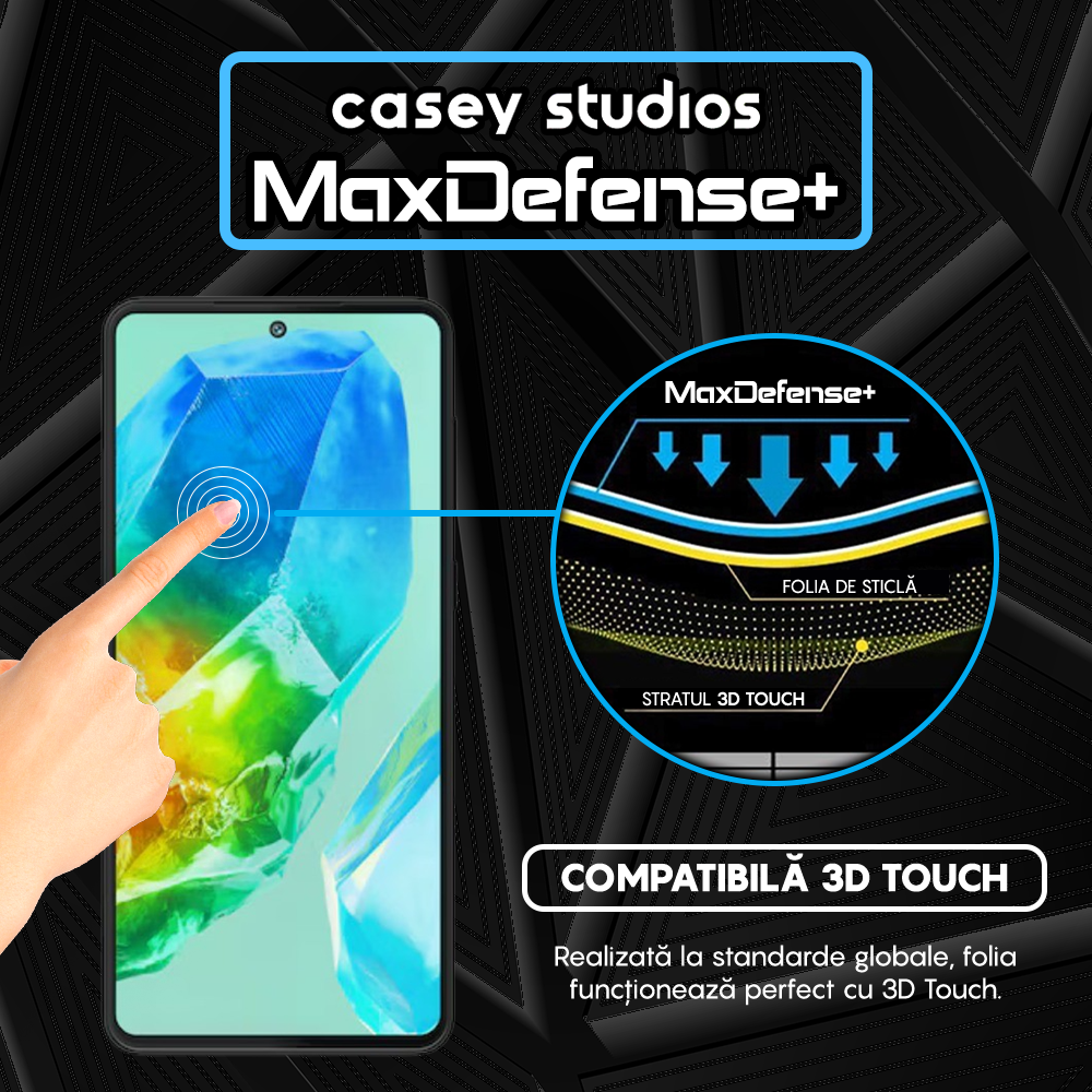 Folie Sticla MaxDefense+ - Samsung Galaxy M55s - Negru