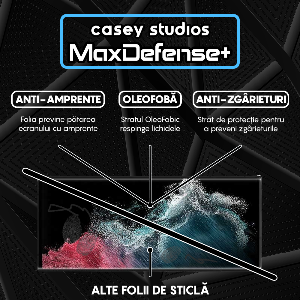 Folie Sticla MaxDefense+ - Samsung Galaxy S22 Ultra 5G - Negru