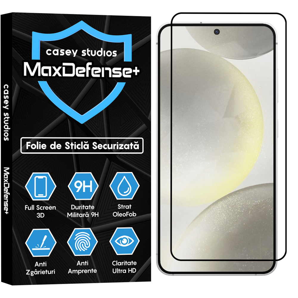 Folie Sticla MaxDefense+ - Samsung Galaxy S24 - Negru