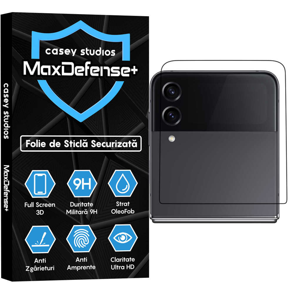 Folie Sticla MaxDefense+ - Samsung Galaxy Z Flip4 - Negru