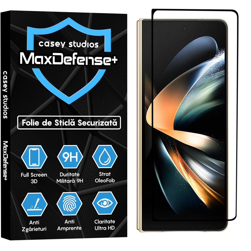 Folie Sticla MaxDefense+ - Samsung Galaxy Z Fold4 - Negru