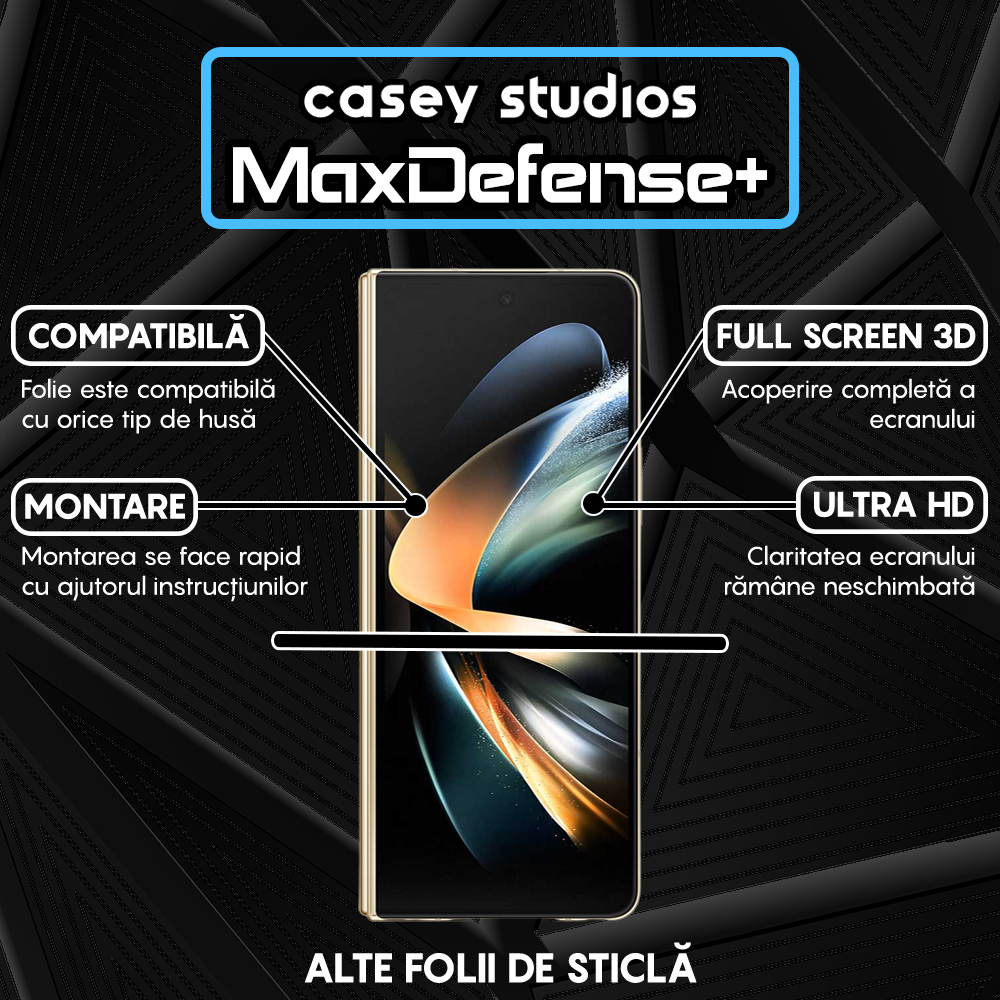 Folie Sticla MaxDefense+ - Samsung Galaxy Z Fold4 - Negru