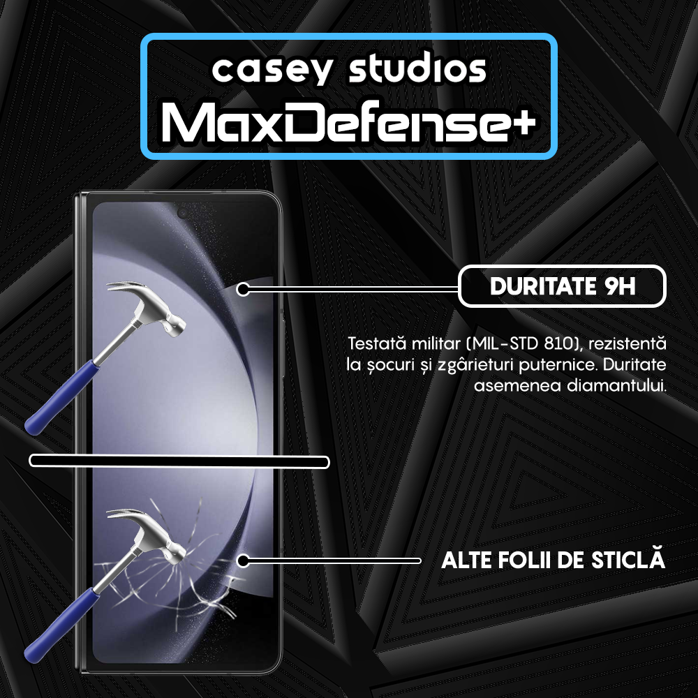 Folie Sticla MaxDefense+ - Samsung Galaxy Z Fold5 - Negru