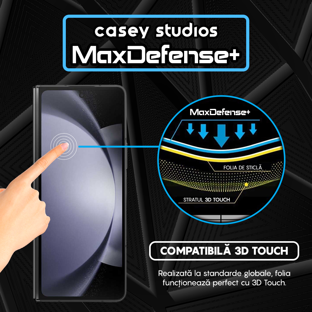 Folie Sticla MaxDefense+ - Samsung Galaxy Z Fold5 - Negru