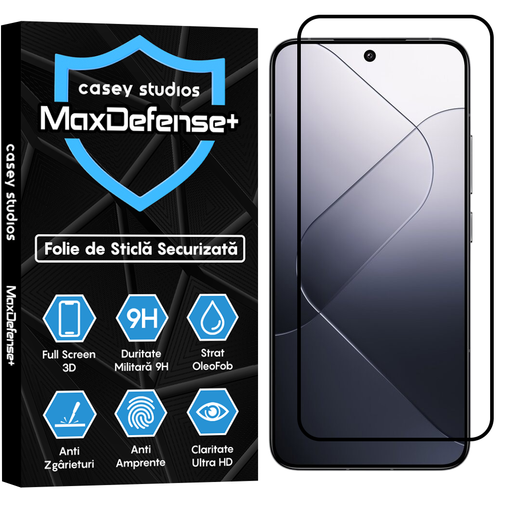 Folie Sticla MaxDefense+ - Xiaomi 13/14 - Negru