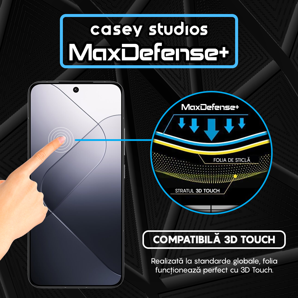 Folie Sticla MaxDefense+ - Xiaomi 13/14 - Negru