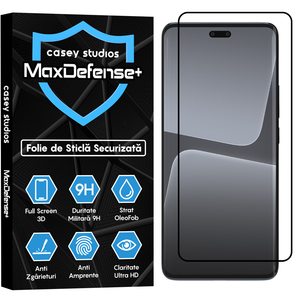 Folie Sticla MaxDefense+ - Xiaomi 13 Lite - Negru