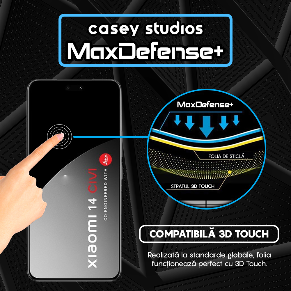 Folie Sticla MaxDefense+ - Xiaomi 14 Civi - Negru