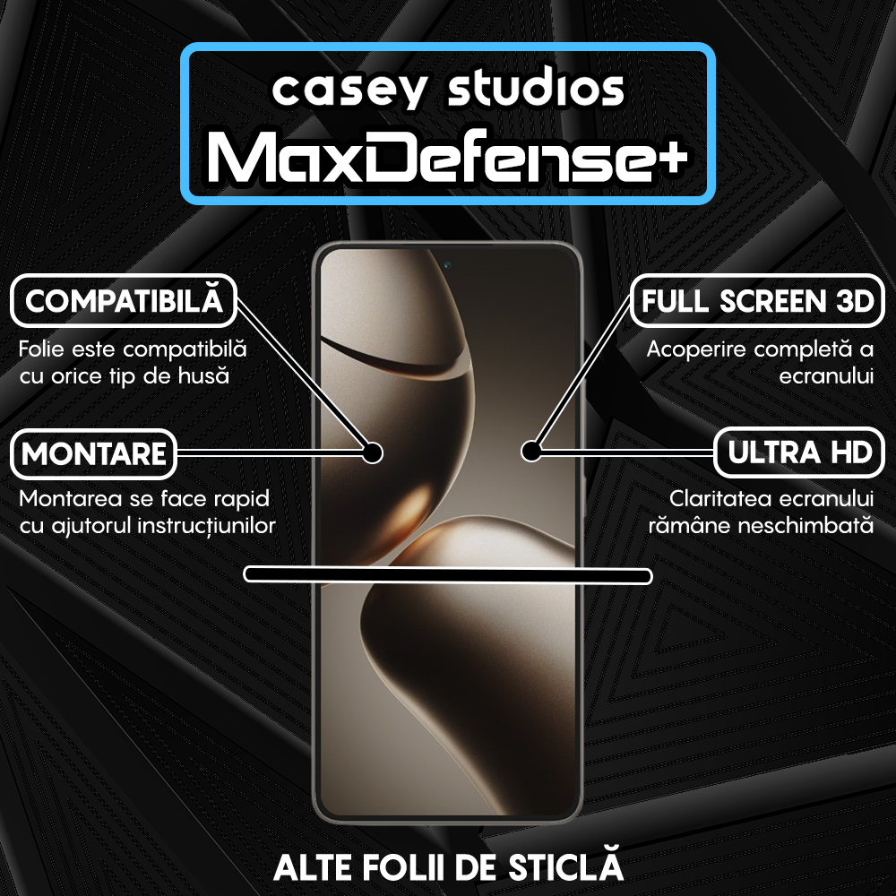 Folie Sticla MaxDefense+ - Xiaomi 14T - Negru