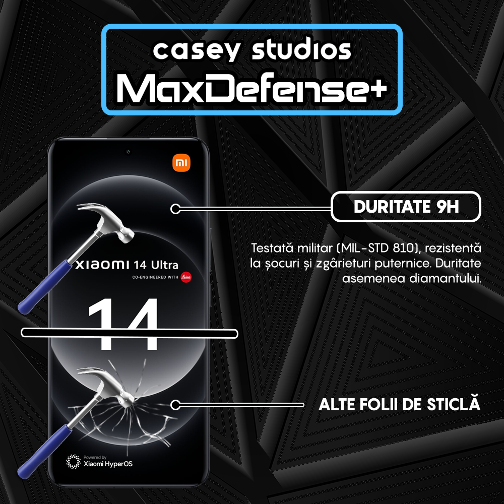 Folie Sticla MaxDefense+ - Xiaomi 14 Ultra - Negru
