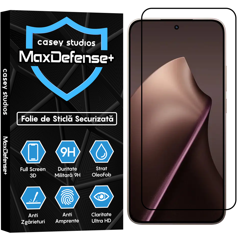 Folie Sticla MaxDefense+ - Xiaomi 15T - Negru