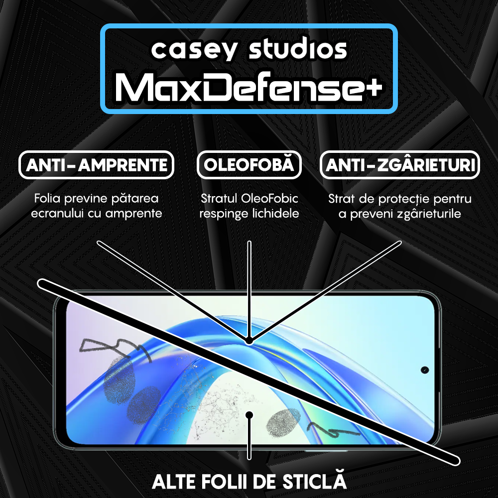 Folie Sticla MaxDefense+ - Honor X7b/X7b 5G/X7b 5G (50 MP) - Negru