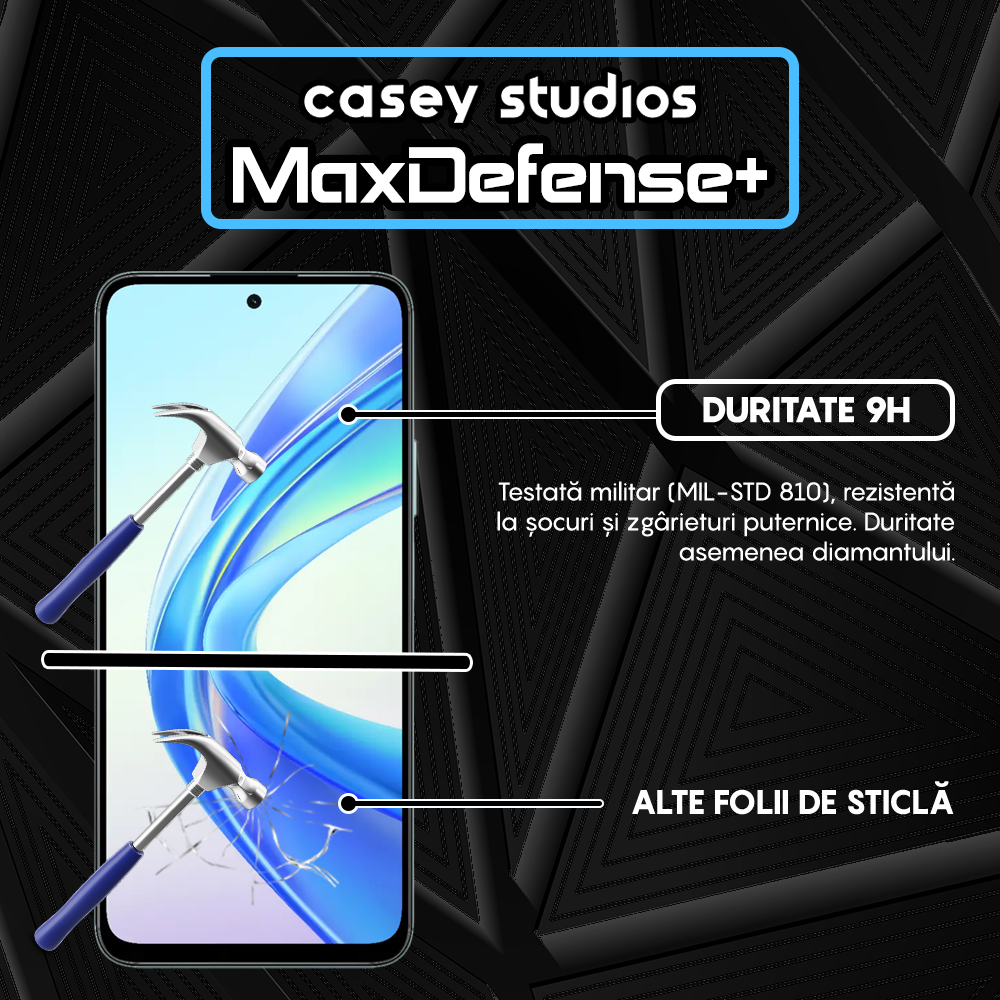 Folie Sticla MaxDefense+ - Honor X7b/X7b 5G/X7b 5G (50 MP) - Negru