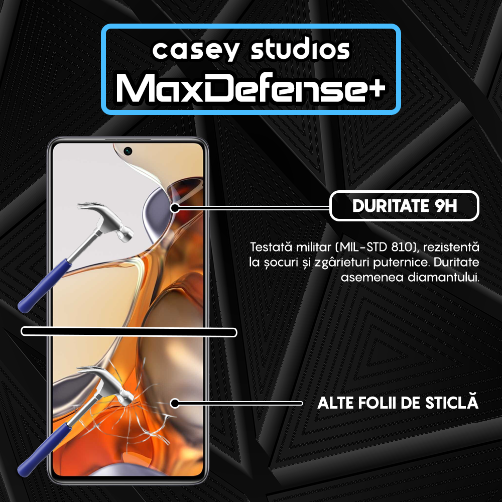 Folie Sticla MaxDefense+ - Xiaomi 11T/11T Pro - Negru